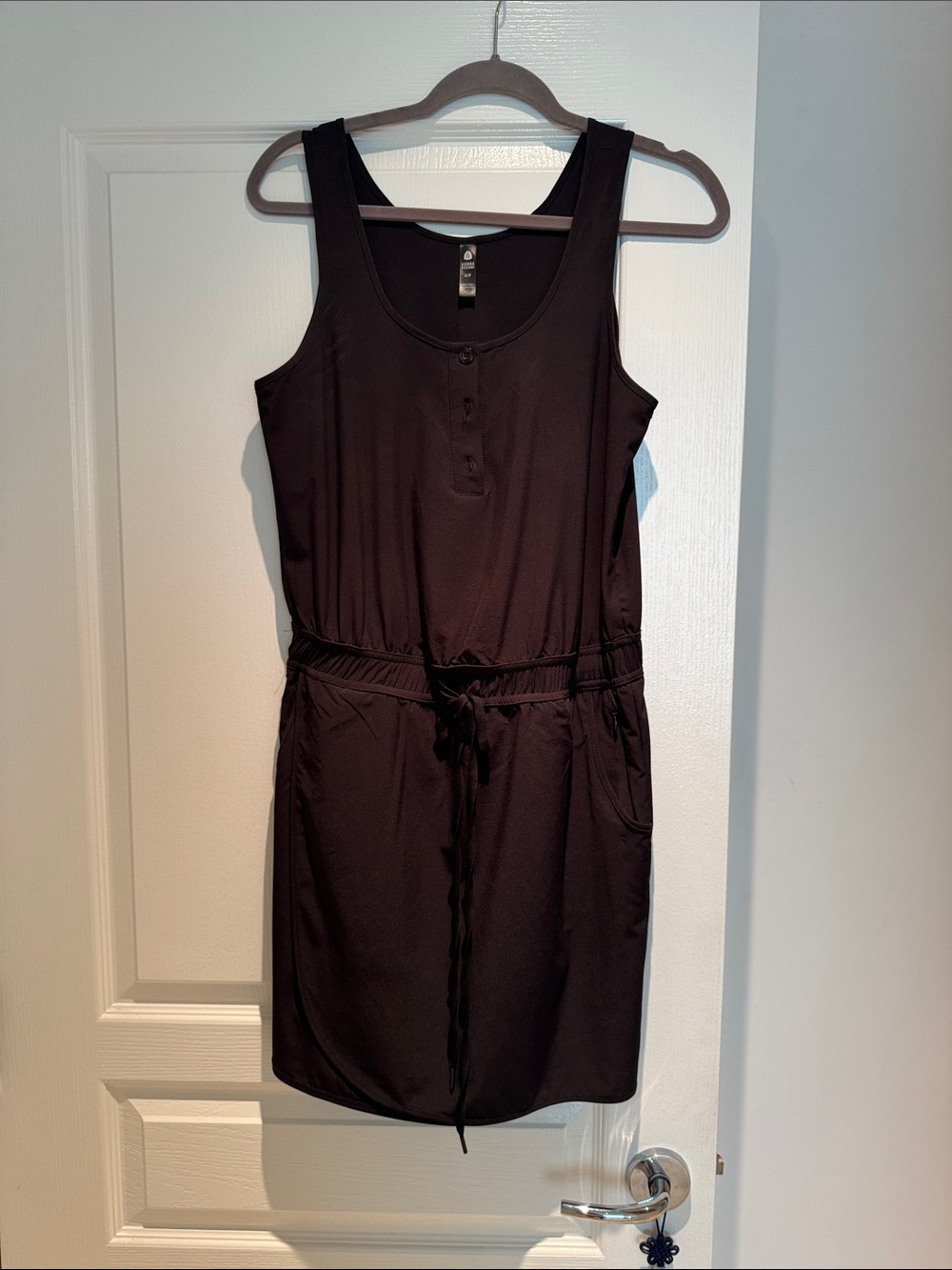 Women's Black Drawstring Tank Dress